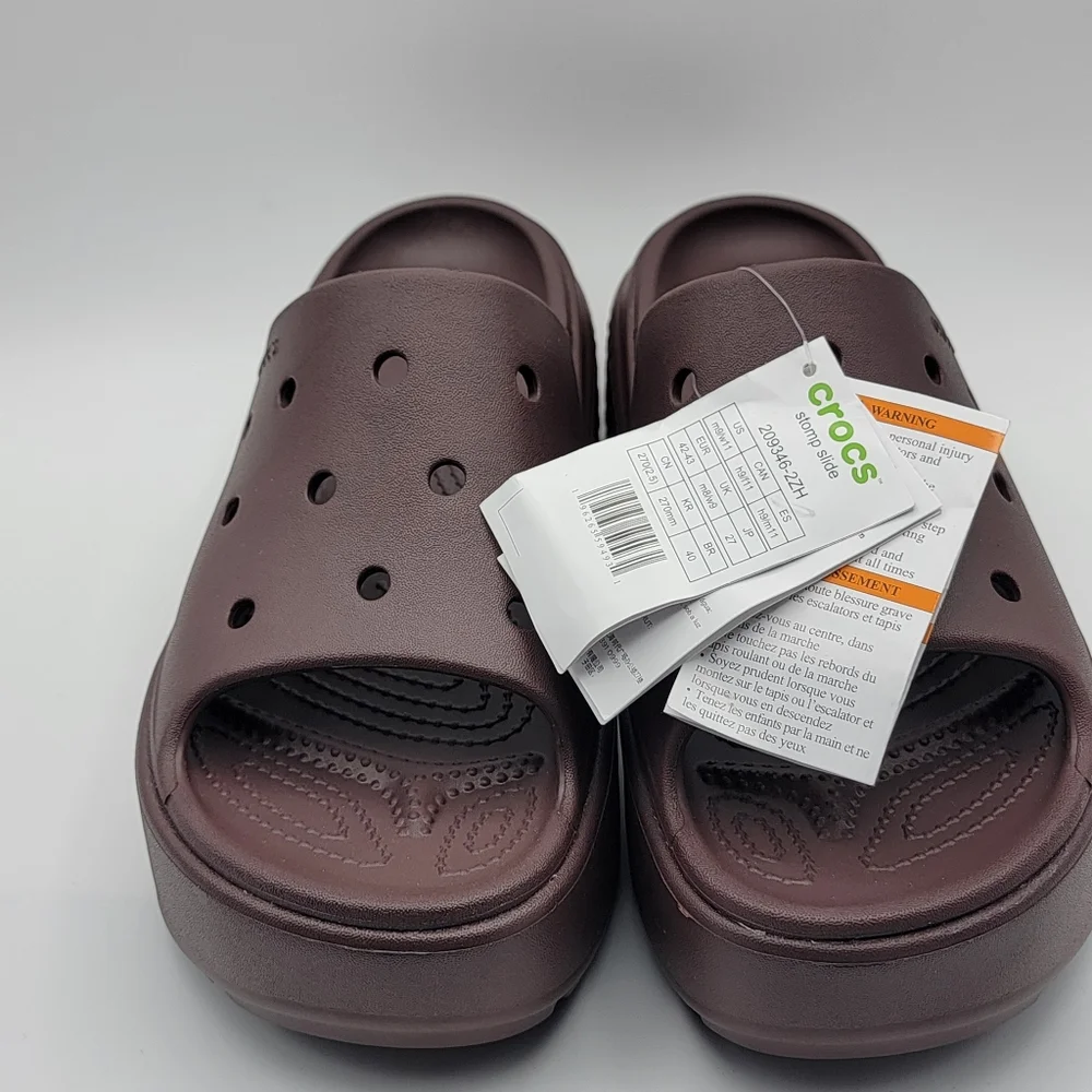 NWT!!‎ Brown Crocs Platform Slides SIZE 11-W; 9-M. #1446